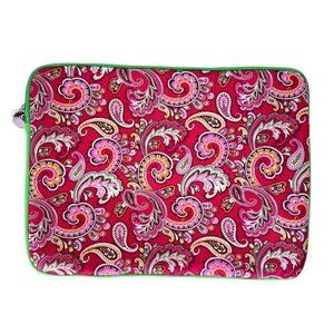 NWOT Tri Coastal Fuchsia Pink Green Paisley Neoprene 13"/14" Laptop Sleeve Pouch